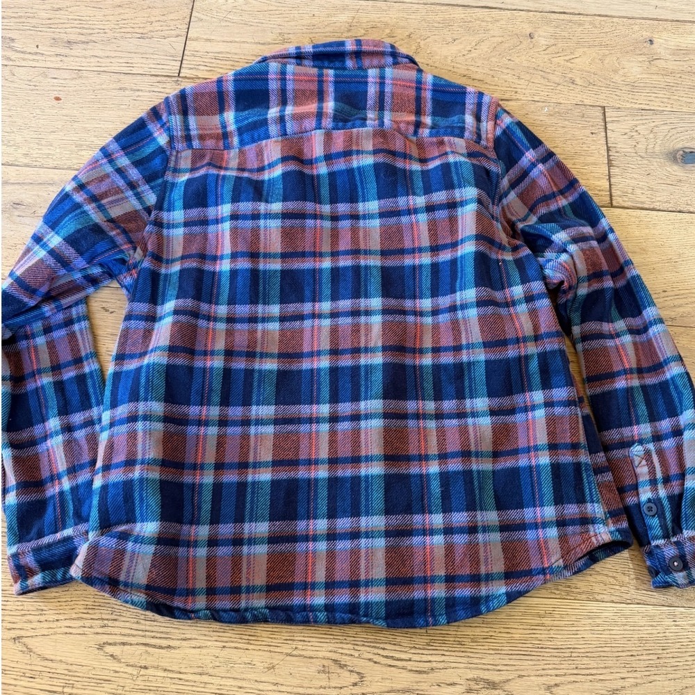 Cotopaxi Flannel Shirt Large Blue Orange Plaid Excellent Organic Cotton (1810) - Picture 4 of 7